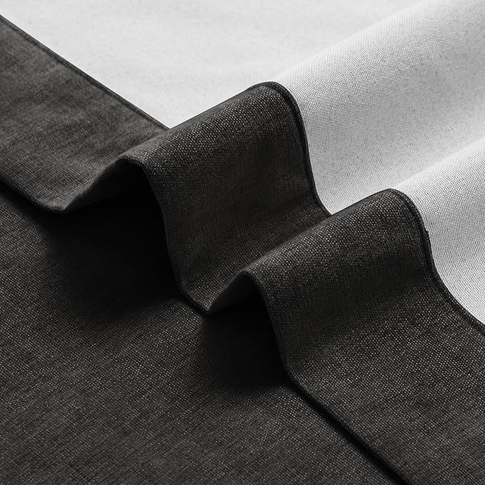 Macochico 100% Blackout Curtains Thermal Insulated Noise Reducing Chenille Curtain for Hotel Auditorium Bedroom Living Room Grommet Charcoal Grey Drapes with Tieback Classic 52" Wx84 L 1 Panel