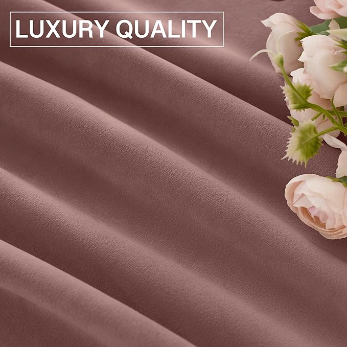 StangH Mauve Rose Velvet Curtains for Bedroom, Nursery Girls Home Decor Room Darkening Thermal Insulated Window Door Panels for All Seasons Living Room, W52 x L90, 2 Panels