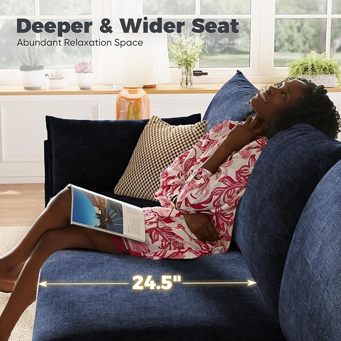 ABCASA 134.6" Oversized Modular Sectional Sofa, 6 Seater U Shaped Couch with Storage Ottoman with Reversible Chaise Deep Seat for Living Room, Apartment - Chenille Blue