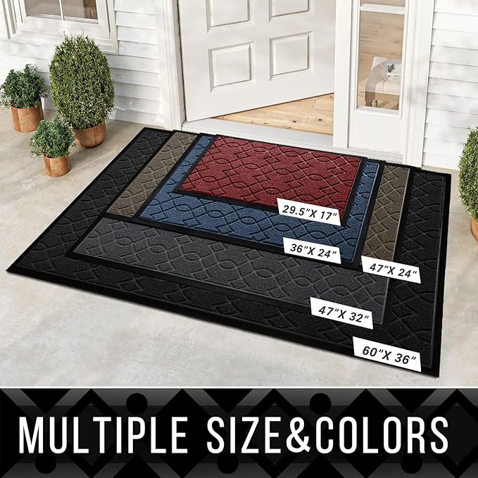Yimobra Large Door Mat 36x24, All-Season Waterproof Doormat Outdoor Entrance, Heavy Duty Non-Slip Outside Door Mat for Garage Patio Proch Entryway Indoor, Easy Clean, Brown