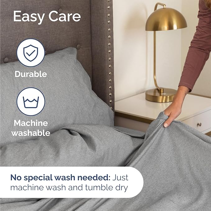 Twin 4 Piece Sheet Set - Cooling & Breathable - Hotel Luxury Bedding, Includes Fitted Sheet for Women, Men, Kids and Teens - 1 Flat, 1 Fitted Sheet, 2 Pillowcases with Deep Pockets - Heathered Grey