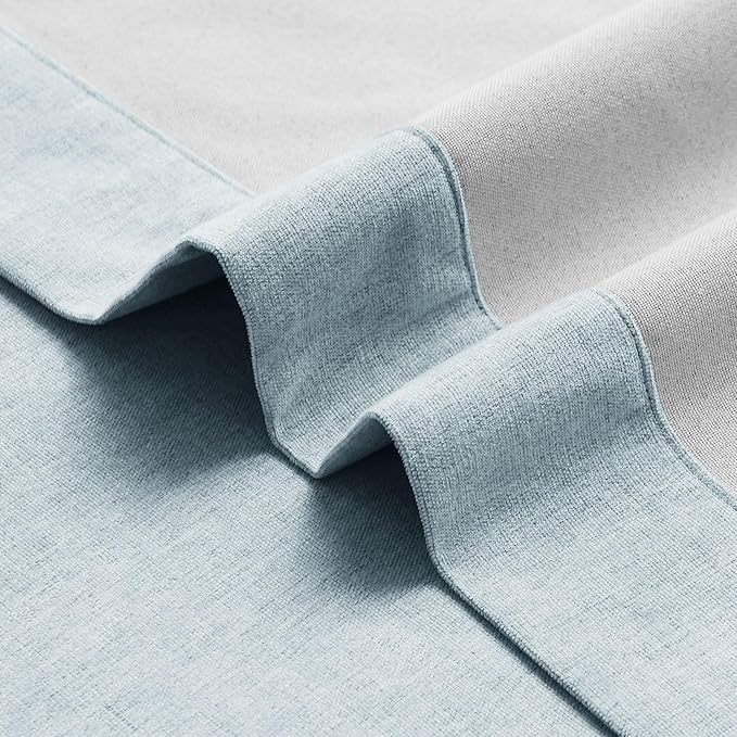 Macochico 100" Wx84 L Light Blue Full Blackout Curtains for Sliding Door, Thermal Insulated Drapery for Living Room Bedroom Windows Patio Door, Modern Chenille Grommet Curtains with Tieback 1 Panel