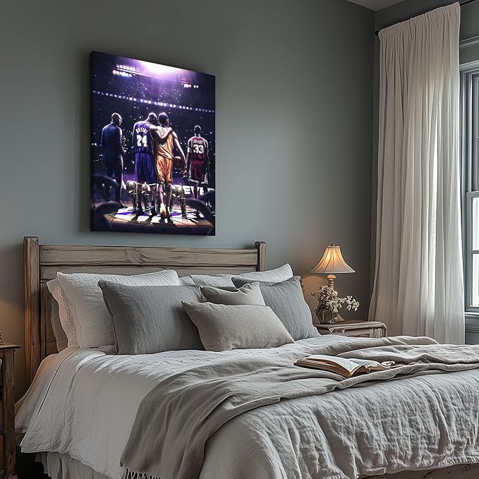 Kobe Bryant Legacy Canvas Wall Art Print Poster, Iconic Inspirational Sports Picture Artwork, Motivational Mamba Mentality Painting Wall Decor for Office Gym Home Living Room Bedroom, Framed 16x20inch