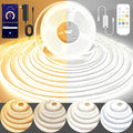 COB LED Strip Light,CCT Dimmable Strips Light,2700K-6500K,6.56ft/2m,8mm Wide,CRI90+ 24V LED Strips Kit with Bluetooth APP Control/Music Mode,for Bedroom,Kitchen,DIY Lighting