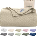 Cloud Scape Linen 100% Cotton Blanket Twin 68x92 Fog - Cozy Herringbone Weave, Fits Up to Twin XL Size Beds, Breathable Softness, All-Season Warmth, Winter Blanket, Bedding Gift Choice