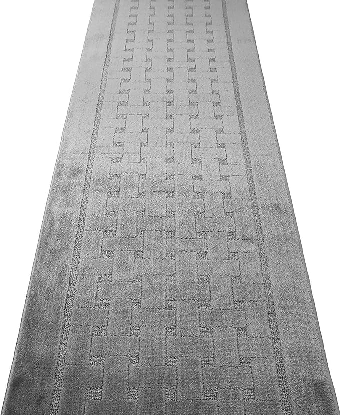 Non Slip Washable Carpet Runner Rug with Rubber Backing, Custom Floor Mat for Kitchen Hallway Stairs Bedroom Bathroom Entry, Grey, Your Choice of Length, 26 Inch X 11 feet