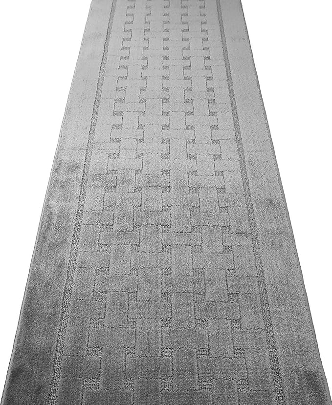Non Slip Washable Carpet Runner Rug with Rubber Backing, Custom Floor Mat for Kitchen Hallway Stairs Bedroom Bathroom Entry, Grey, Your Choice of Length, 26 Inch X 24 feet