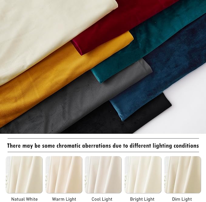 RYB Home White Velvet Curtains 90 inches - Room Darkening Energy Saving Curtain Panels Soft Luxury Privacy Window Covering for Living Room Studio Apartment, Cream White, W52 x L90 inches, 2 Panels