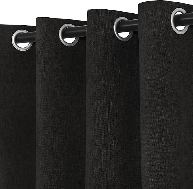 Macochico 100% Blackout Chenille Curtains for Sliding Door Thermal Insulated Noise Reducing Drapery for Living Room Bedroom Hotel, Grommet Drapes with Tieback, Charcoal Grey, 120" Wx96 L 1 Panel