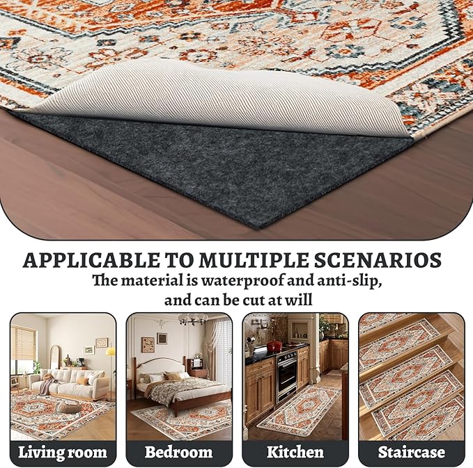 100% Waterproof Rug pad, 3x5 ft Area Rug Non-Slip Rug Pads, Carpet Pads for All Floors and finishes, Felt pad for Hardwood Floors, Keep Carpets in Place Soft and Secure
