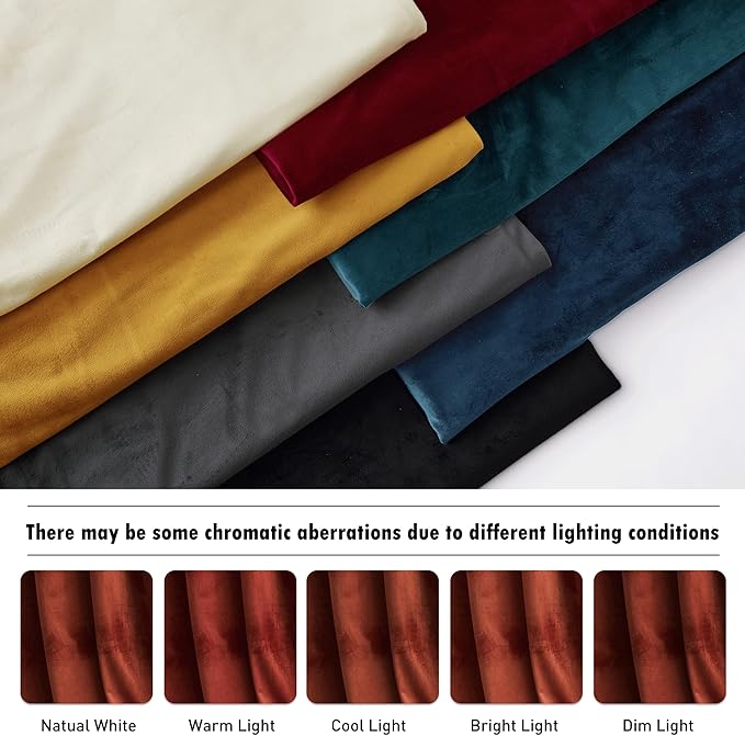 RYB Home Rust Red Velvet Curtains 84 inches Long, Thermal Insulated Panel for Bedroom Room Darkening Window Treatment for Holiday Backdrop Privacy Drapes for Guest Room, W52 x L84, 2 Panels