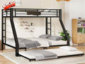 Upgraded & Stronger Heavy Duty Metal Twin XL Over Queen Bunk Bed with Twin Size Trundle for Adults & Teens, Thickened More Stable Safer Bunkbeds (Greater Weight Capacity)