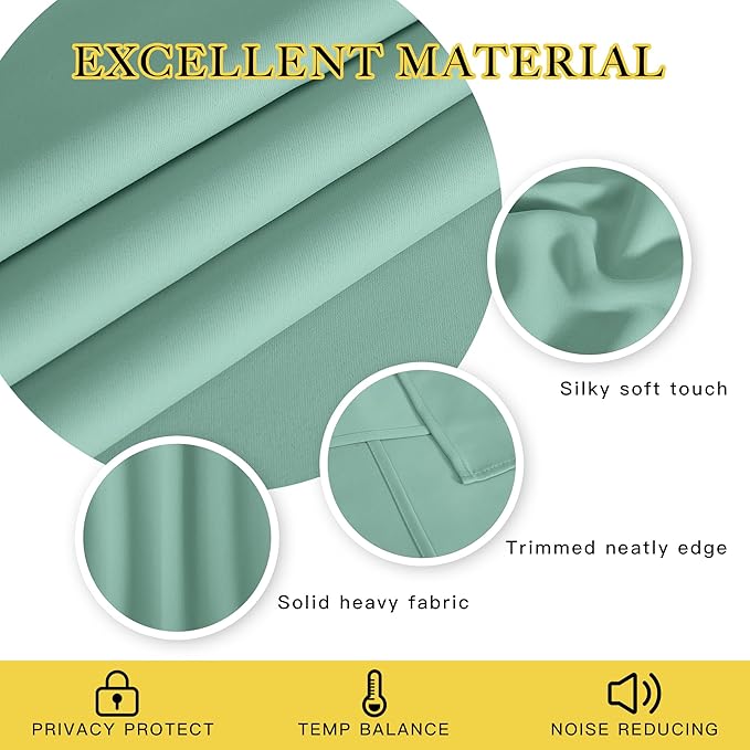 NICETOWN Blackout Curtains 72 inches Long, Grommet Privacy Window Treatment Thermal Insulated Room Darkening Sliding Glass Door Drape for Bedroom Living Room, 1 Panel, W100 x L72, Aqua Blue
