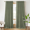 RYB HOME Sage Velvet Curtains 102 inches, Back Tab Soft Fabric Room Darkening Thermal Insulated Luxurious Home Decor Curtains for Living Room Bedroom, W 52" x L 102", 2 Panels Set