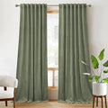 RYB HOME Plush Velvet Curtains, Heavy Duty Back Tab Decorative Window Drapes Privacy Room Darkening Covering for Living Room Playroom, Sage Green, W52 x L120 inches, Set of 2 Panels