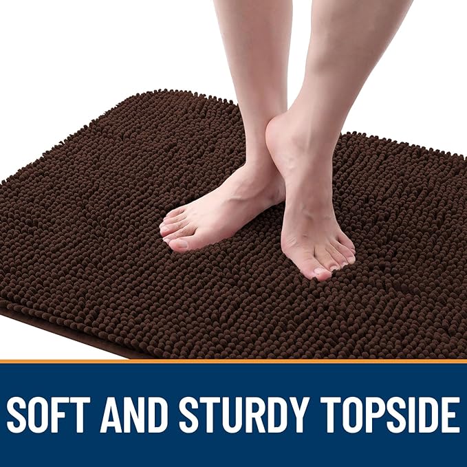 OLANLY Dog Door Mat for Muddy Paws 24x16, Absorbs Moisture and Dirt, Absorbent Non-Slip Washable Doormat, Quick Dry Chenille Mud Mat for Dogs, Entry Indoor Entryway Carpet for Inside Floor, Brown