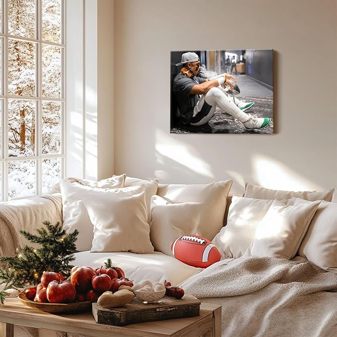 B.B.F MAKE 2025 Super Canvas Bowl Wall Art Champions Eagles Poster Print Philadelphia Hurts Painting Canvas Wall Decor Sports Stars Picture Modern Bedroom Living Room Home Decoration, Framed 11x14inch