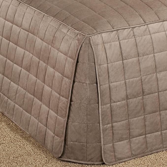 Touch of Class Camden Luxury Bedding | Neutral Sand Color | Grande Fitted Bedspread | Faux Suede Box Quilted Design | Designed 3 Piece Set Includes Full Bedspread and 2 Standard Shams