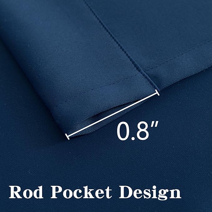 Blackout Curtains 90 Inch Length 2 Panels Set, Black Out Curtains for Bedroom 90 Inch Long, Rod Pocket Energy Saving Room Darkening Drapes for Living Room Window Navy Blue(W52 x L90)