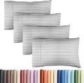 Queen Pillow Cases Set of 4 - Ultra Soft Hotel Quality Pillowcase Covers - Comfy, Cozy & Wrinkle Free - Shrinkage and Fade Resistant - Machine Washable Pillow Protectors - 4 Piece Set - Grey Stripes 2