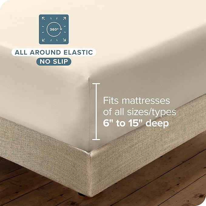 Bare Home Hotel Luxury Twin Sheet Set, Extra Soft - 4 Piece Set - Deep Pockets - Easy Fit - Cooling & Breathable - Wrinkle, Fade, Stain Resistant - Includes 2 Pillowcases (Twin, Sand)