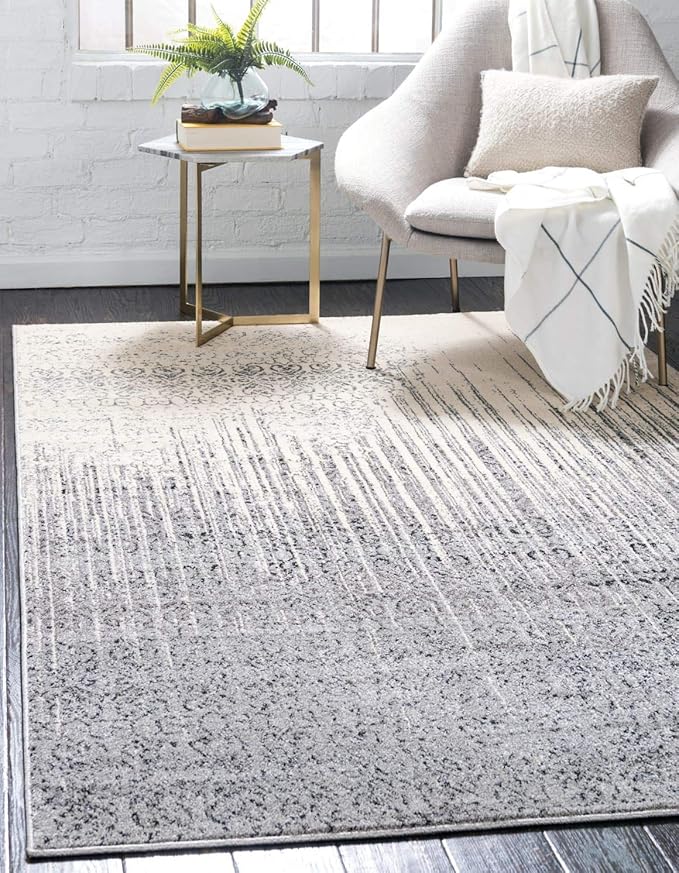 Unique Loom Del Mar Collection Area Rug - Jennifer (10' x 14' 1" Rectangle, Gray/ Black)