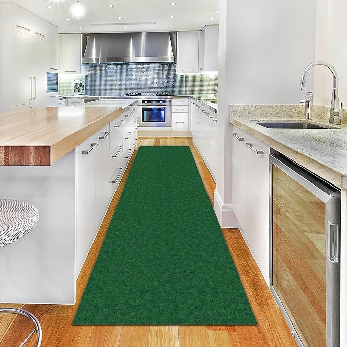 Ottomanson 2' x 24' Hallway Runner with Scraper Pile Extra Durable Non-Slip Rug Mat for Indoor & Outdoor Use - Ideal for Kitchen, Entryway, Patio & Garage - High-Traffic Carpet, Green