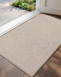 Color&Geometry Ultra-Thin Indoor Door Mat, 21"x31" Low-Profile Non-Slip Entryway Rug with Modern Geometric Texture, Washable Doormat for Entrance, Front Doors, Khaki (FOLD)