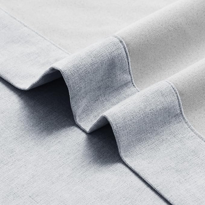 Macochico 100% Blackout Chenille Curtains for Living Room Classic Chenille Window Curtain Panels Thermal Drapes for Bedroom Hotel Grommet Curtains with Tieback Gray Blue 84" Wx96 L 1 Panel