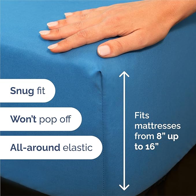 King 6 Piece Sheet Set - Cooling, Comfy & Breathable - Hotel Luxury Bedding, Includes Fitted Sheet for Women, Men, Kids & Teens - 1 Flat, 1 Fitted Sheet, 4 Pillowcases with Deep Pockets - Denim Blue