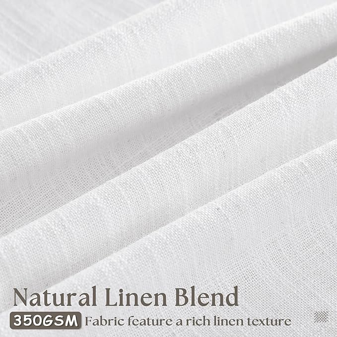 Snow White Pinch Pleated Linen Curtains 2 Panels for Living Room Bedroom Memory Training Shaped Semi Sheer Pleat Drapes with Hooks Rings Light Filtering Window Curtain 40x54