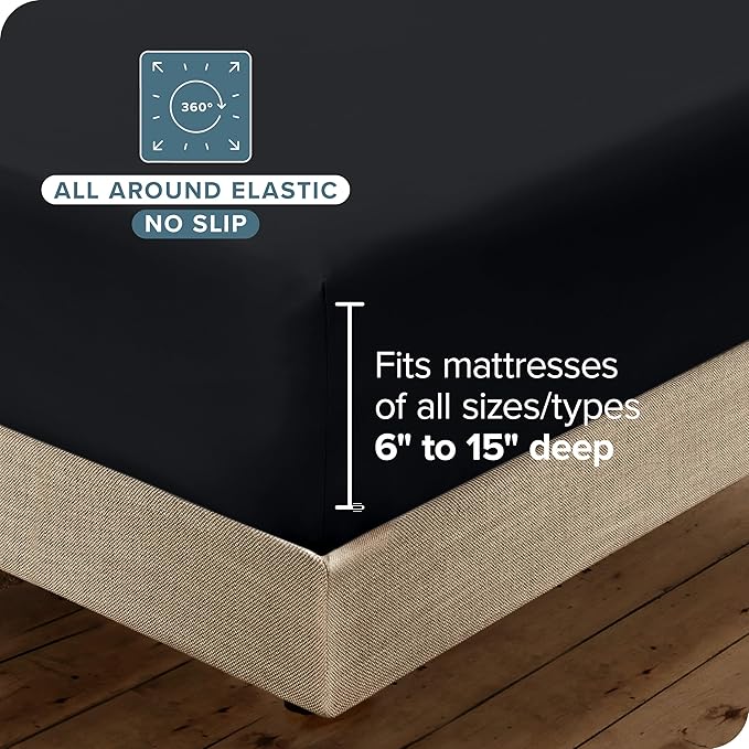 Bare Home Hotel Luxury Full Sheet Set, Extra Soft - 6 Piece Set - Deep Pockets - Easy Fit - Cooling & Breathable - Wrinkle, Fade, Stain Resistant - Includes 4 Pillowcases (Full, Black)