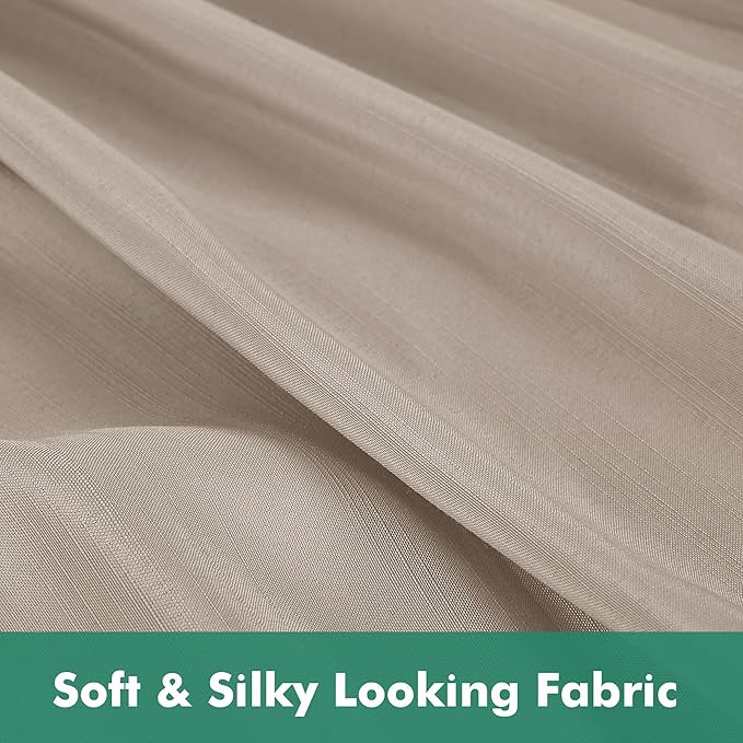 Biscaynebay Wrap Around Bed Skirts with Split Corners for Full Beds 14" Drop, Light Camel Elastic Dust Ruffles Adjustable Easy Fit Wrinkle & Fade Resistant Silky Luxurious Fabric Machine Washable