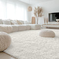 OLANLY 9x12 Machine Washable Large Area Rugs for Living Room, Bedroom, Soft Fluffy Shaggy Bedside Rug, Indoor Floor Carpet for Kids Girls and Boys, Dorms, Nursery, Home Decor Aesthetic, Ivory