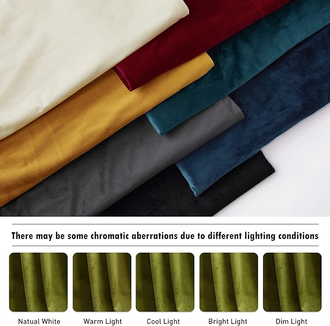 RYB HOME Moss Green Velvet Curtains 94 inches, Back Tab Soft Fabric Room Darkening Thermal Insulated Luxurious Home Decor Curtains for Living Room Bedroom, W 52" x L 94", 2 Panels Set