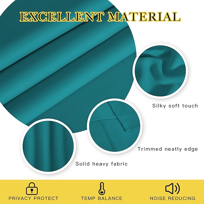 NICETOWN Extra Wide Blackout Sliding Door Curtain - Insulated Noise Reduction Drapes, Privacy Vertical Blind for Living Room & Bedroom (Peacock Teal, W100 x L95, 1 Panel)