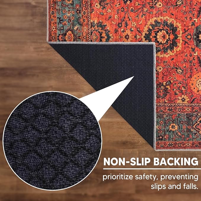 Keen Home Design 2x7 Rug - Machine Washable Runner Rug with Non-Slip Backing, Ideal for Hallway, Entryway, Kitchen, Laundry Room - Vintage, Easy Clean, Durable, Low Pile Rug - (2'6" x 7')