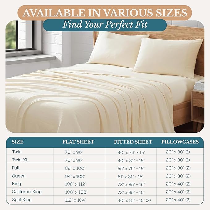 Casa Platino Sheet Sets Twin Size Bed, Hydro-Brushed Microfiber Sheets, 3 Piece Set, Pre-Washed Twin Sheet Set, Ultra Soft Sheets, Easy Care, Cozy with Deep Pockets – Ivory