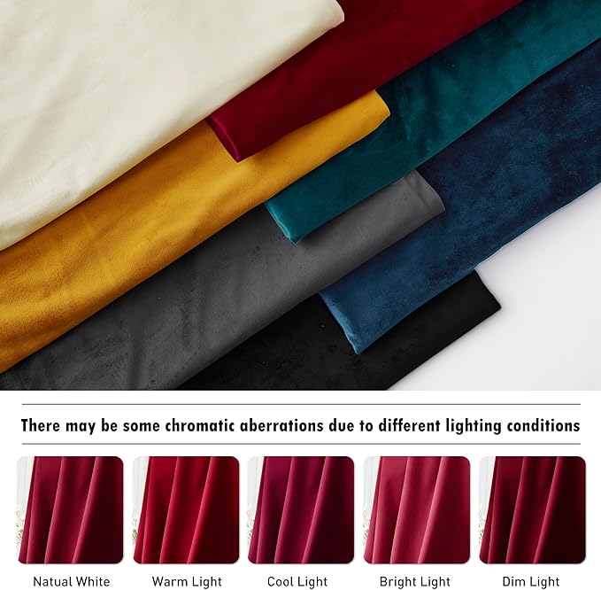RYB HOME Red Velvet Curtains 94 inches, Back Tab Soft Fabric Room Darkening Thermal Insulated Luxurious Home Decor Curtains for Living Room Bedroom, W 52" x L 94", 2 Panels Set