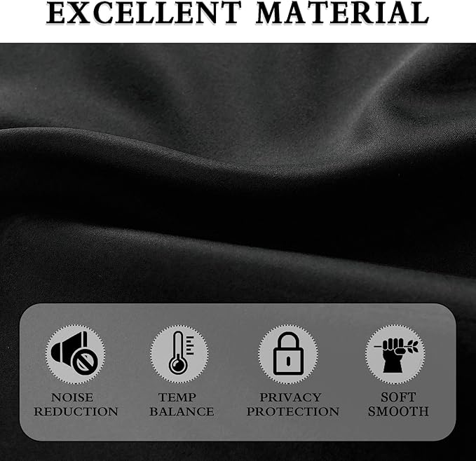 DONREN 99% Blackout Curtain Panels - Light Reducing Thermal Insulated Solid Blackout Curtains/Panels/Drapes for Living Room (Set of 2, 60 inches by 84 Inch, Black)