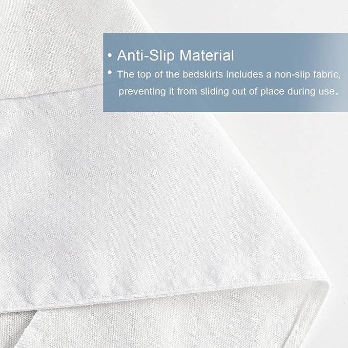 HIG Off-White Chic Twin XL Bed Skirt - Easy Fit Scallop Edge Pleated Bedskirts, 14 Inch Drop Anti-Slip Dust Ruffle, Thick Fabric for Enhanced Privacy, Pre-Washed for Long-Lasting Use(N60022)