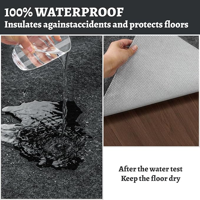100% Waterproof Rug pad, 3x5 ft Area Rug Non-Slip Rug Pads, 1/4" Thick Carpet Pads for All Floors and finishes, Felt pad for Hardwood Floors, Keep Carpets in Place Soft and Secure