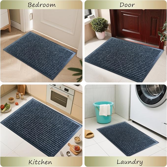 Front Door Mat,3'x4'Indoor Outdoor Door Mat,Heavy Duty Durable Welcome,Commercial Floor Mats Inside Outside Entrance, Waterproof All-Season, All-Weather Non Slip Backing Doormat for Entryway,Black
