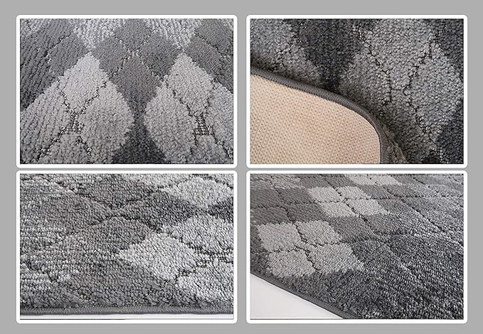 Custom Length Hallway Runner Rug,Slip Resistant,Squares Anthracite, 26 Inch X 17 feet, Sold and Priced Per Foot