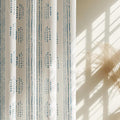 100% Boho Blackout Curtains 84 Inches Long for Bedroom, Blue on Beige Patterned Bohemian Curtains for Living Room, Geometric Striped Thermal Insulated Window Drapes Gromment Top 2 Panels