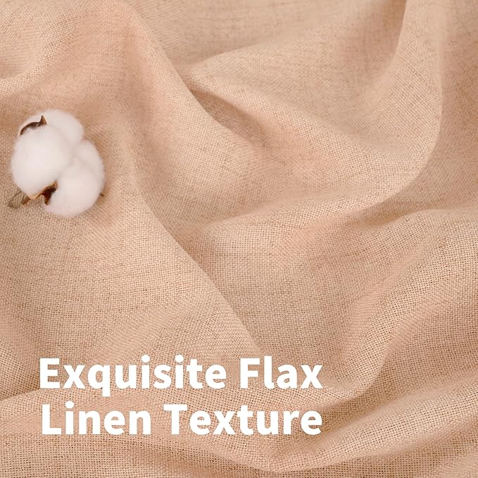 YoungsTex Peach Linen Curtains 95 Inch Length for Living Room, Coral Semi Sheer Drapes Extre Long Light Filtering with Bronze Grommet for Bedroom Dining, 52 x 95 Inch, 2 Panels