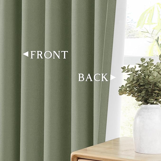 ChrisDowa 100% Blackout sage Solid Curtains 84 Inches Long 2 Panels for Bedroom Living Room,Farmhouse Room Darkening Thermal Insulated Soundproof Grommet Top Window Treatment Drapes,52x84