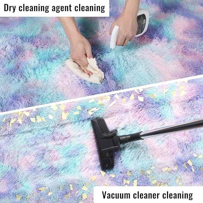 PAGISOFE Machine Washable Rainbow Runner Rugs for Girls Bedroom Hallway Plush Fluffy Purple Rug 2x6 Ft, Soft Carpet for Kids Room, Non-Slip Indoor Floor Rugs for Nursery Kids Girls Room Home Decor