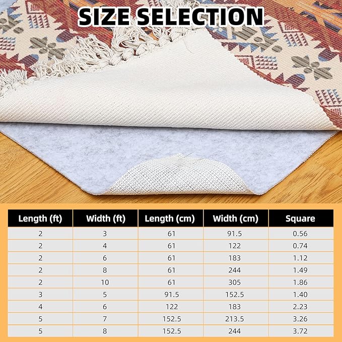 Non Slip Rug Pad, Natural Rubber Backing Rug Pads 1/4” Thick, Felt Rug Gripper Pad, Non Slip Under Carpet Mat, Under Rug Cushion for Hardwood Floors, Carpet Runners (2x8FT)