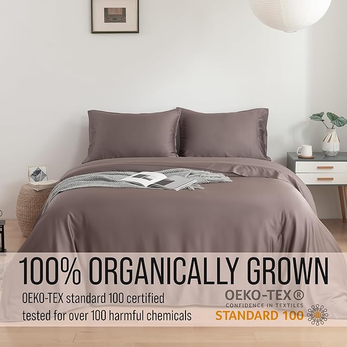 Bella Coterie Luxury Bamboo Viscose Twin Size Sheet Set | 100% Organically Grown | Ultra Soft | Cooling for Hot Sleepers | 18" Deep Pocket [Mocha]